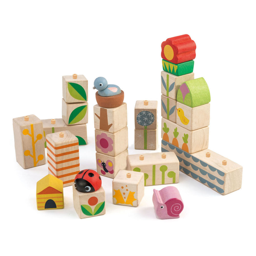 Imagine Cuburi stivuibile cu ilustratii din gradina- Garden Blocks - 24 piese - TL8453